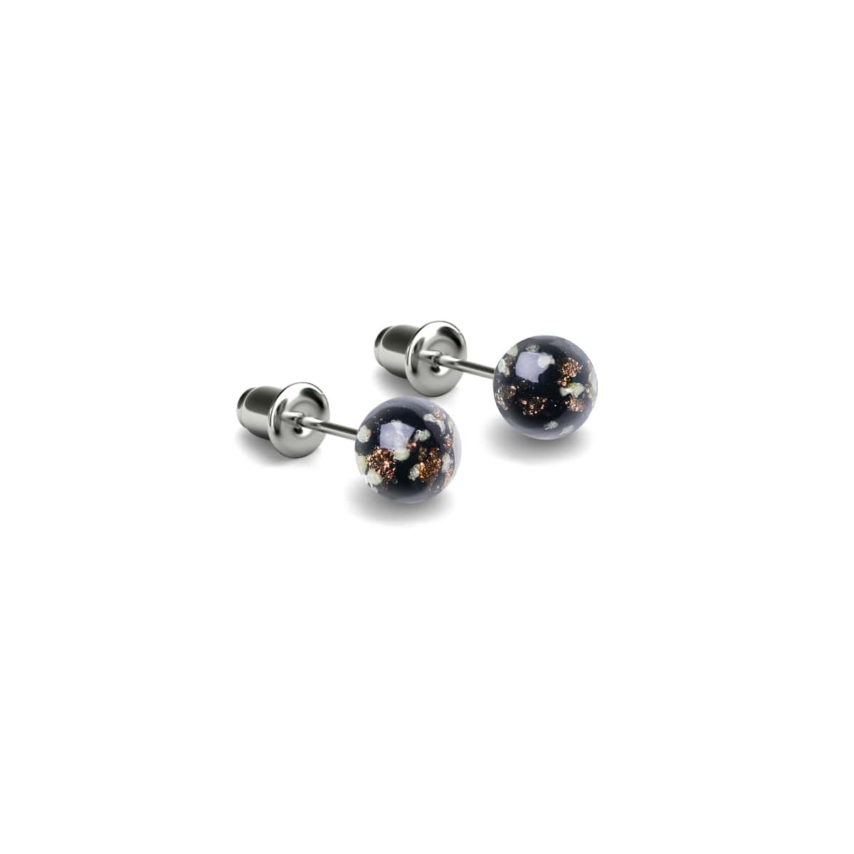 Obsidian | .925 Sterling Silver | Mini Firefly Glass Stud Earrings